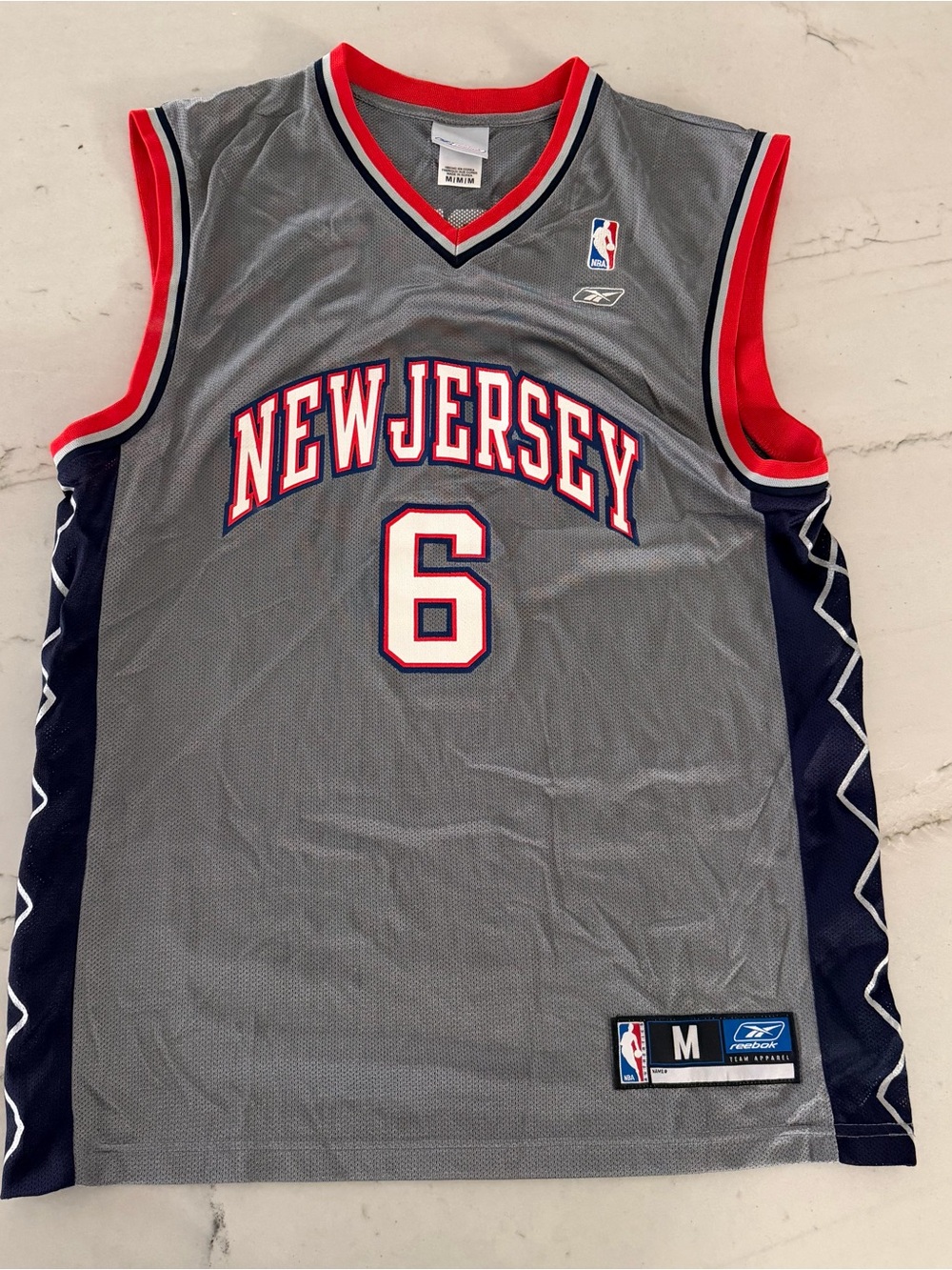 Reebok New Jersey Nets Kenyon Martin #6 NBA Basketball Jersey Gray Men's M